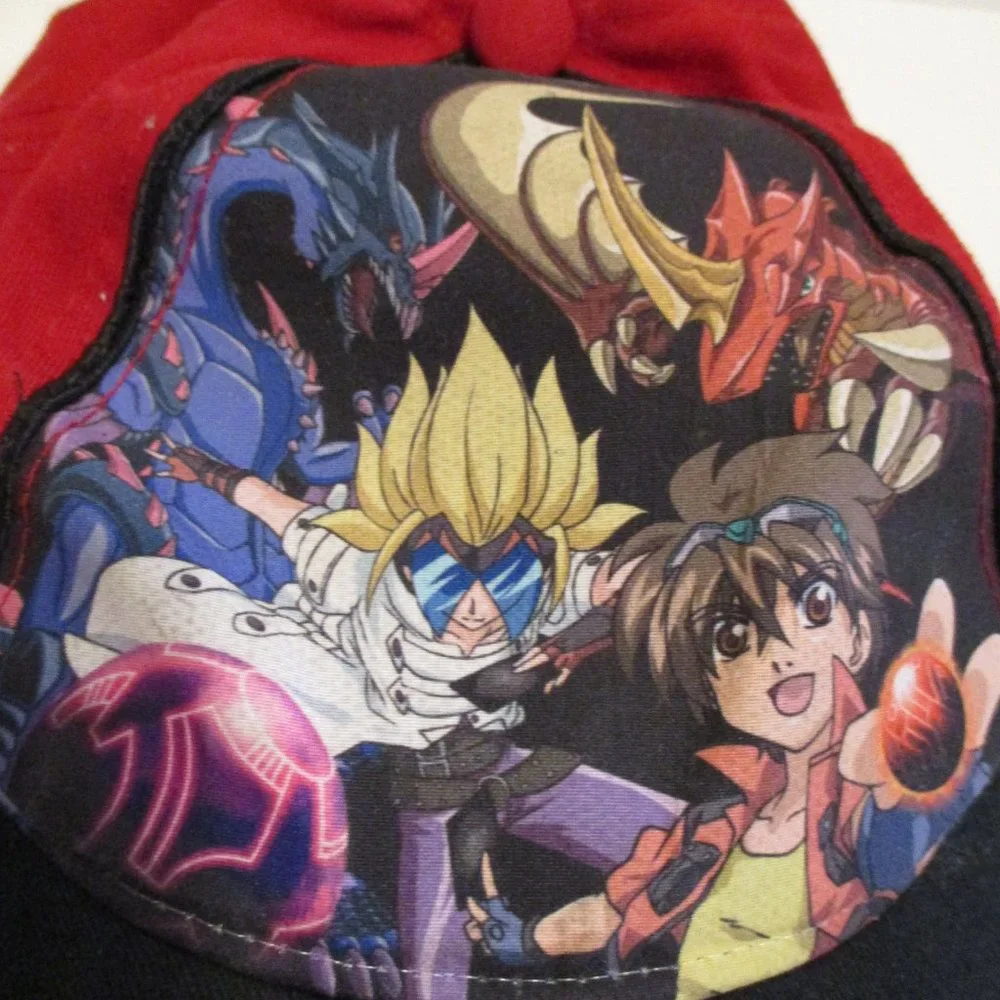 Bakugan Hat Youth Boy Red White Black Adjustable Outdoors Summer Beach Pool Hat